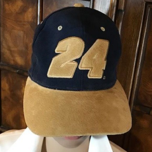 Chase Authentics 24 Jeff Gordon Signature Navy Gold Cotton Faux Suede Brim Hat - Picture 3 of 7